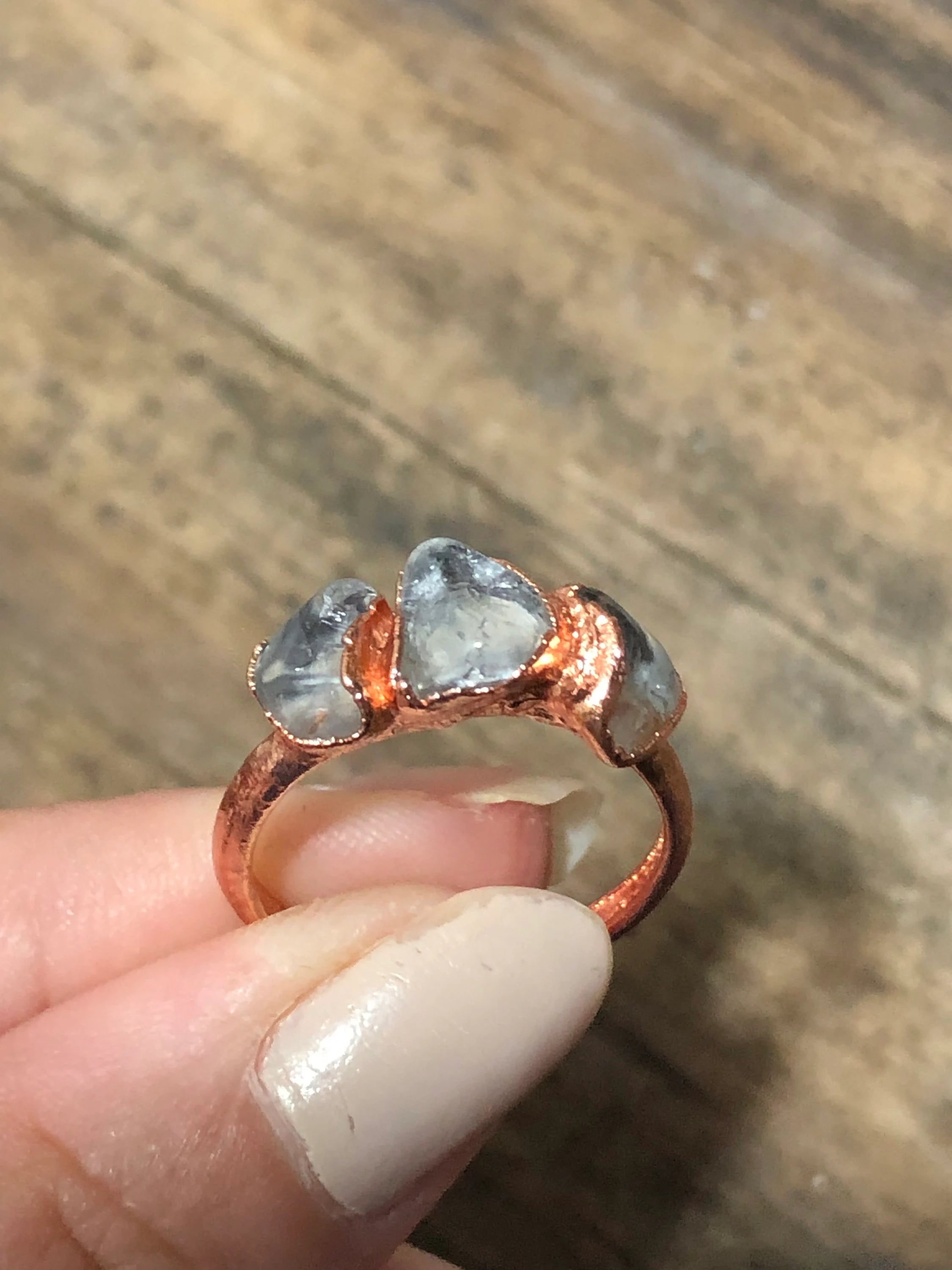 Smokey Quartz Copper Electroformed Ring Size 7.5