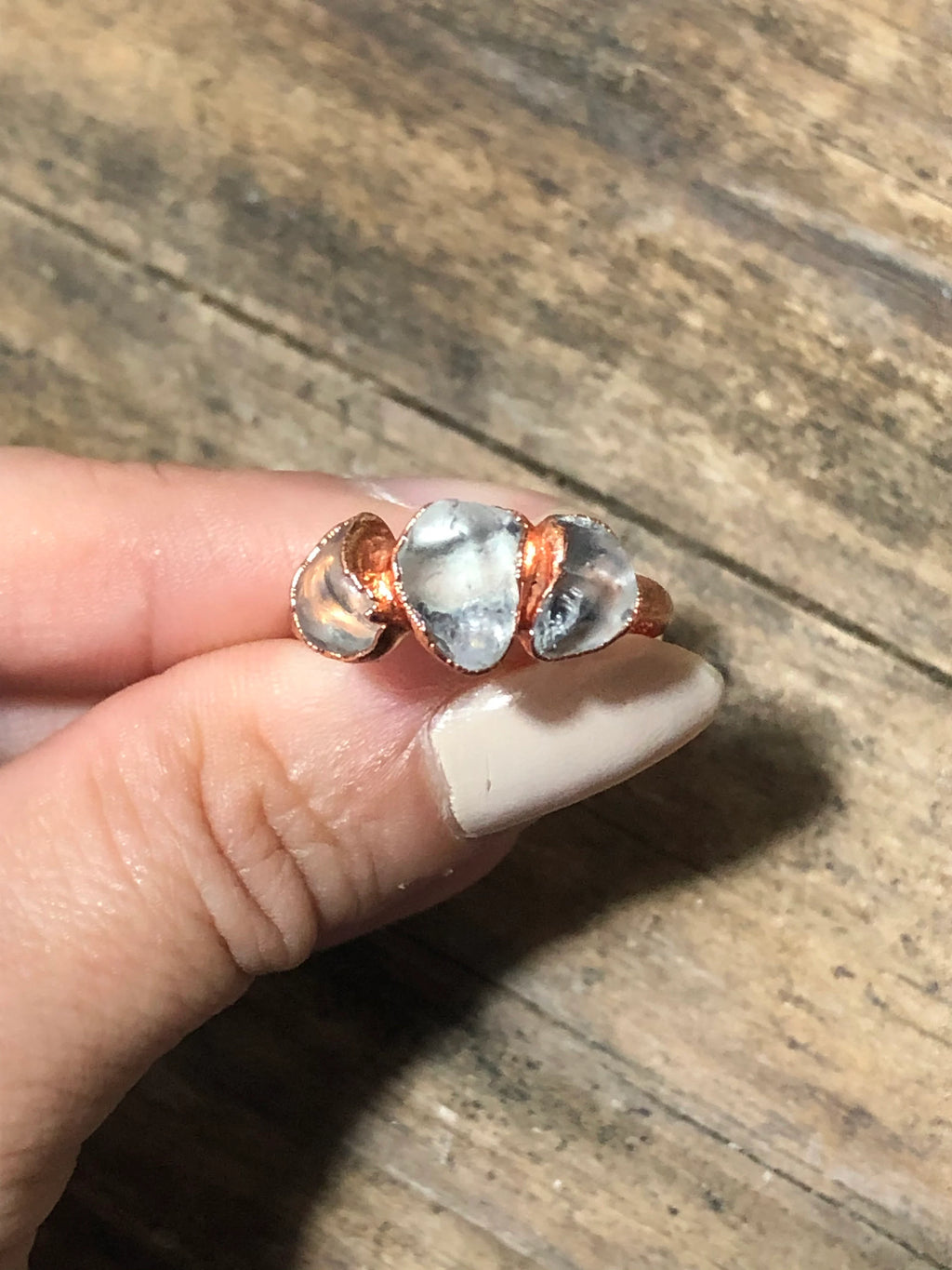 Smokey Quartz Copper Electroformed Ring Size 7.5