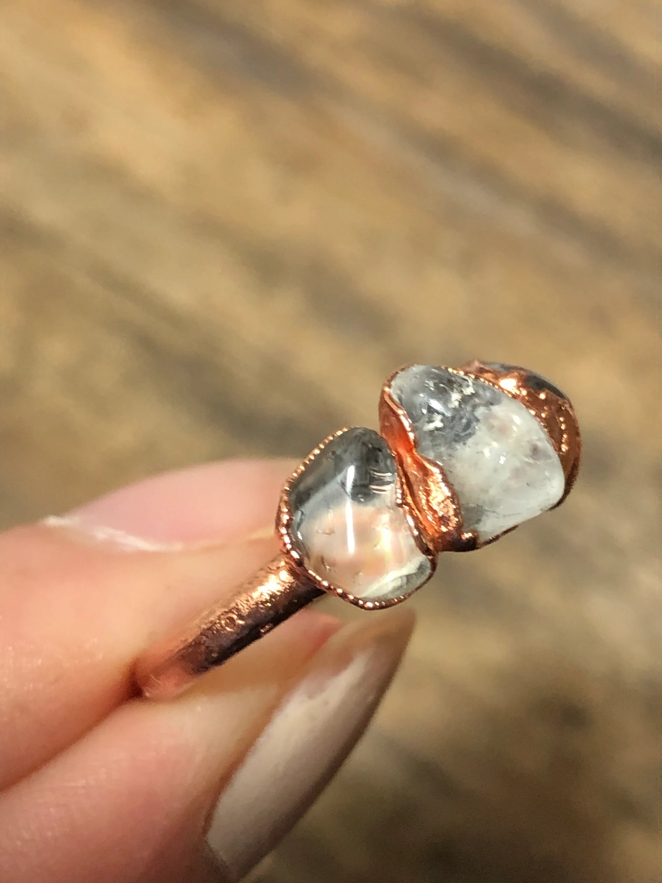 Smokey Quartz Copper Electroformed Ring Size 7.5
