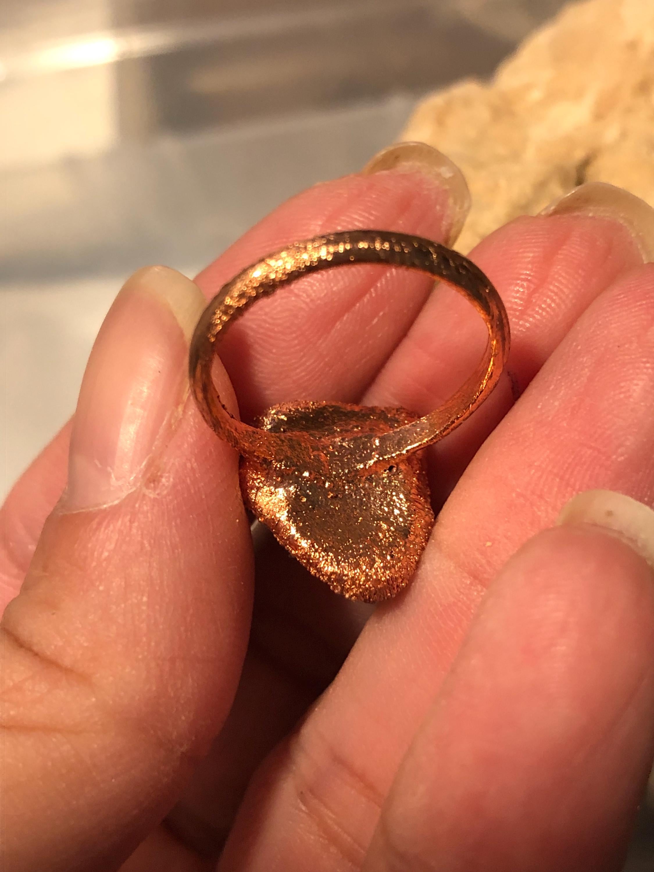 Prehnite Copper Electroformed Ring size 6.5