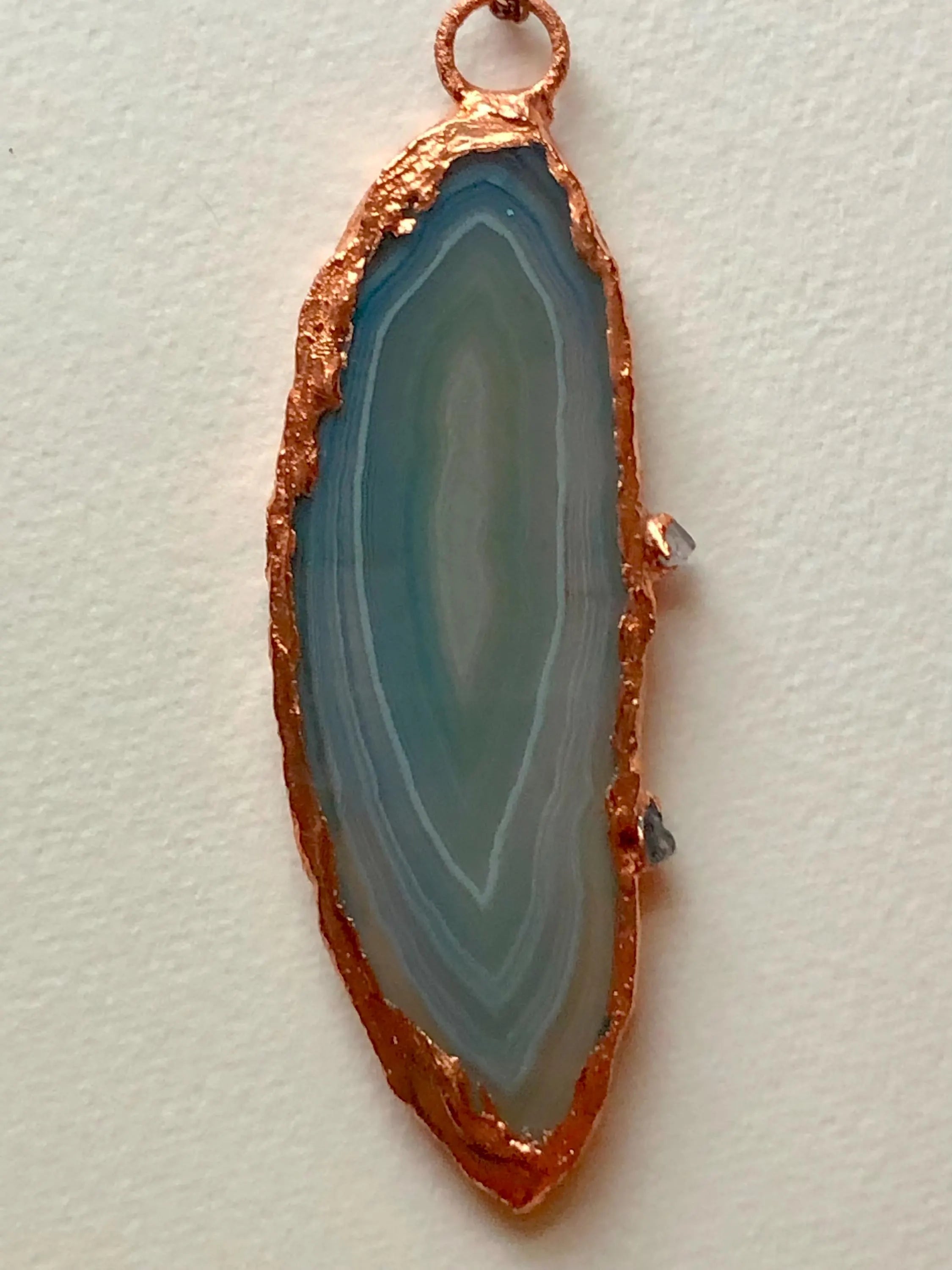 Copper Electroformed Agate Slice Necklace