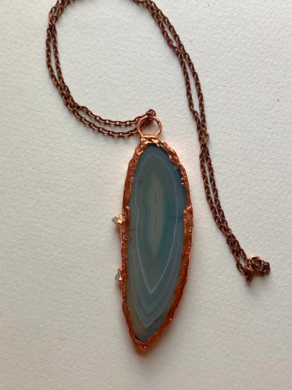 Copper Electroformed Agate Slice Necklace
