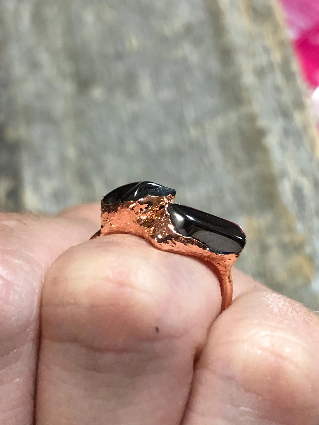 Hematite Copper Electroformed Ring - Made to order