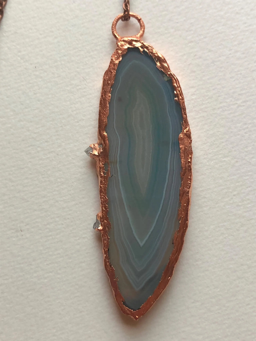 Copper Electroformed Agate Slice Necklace