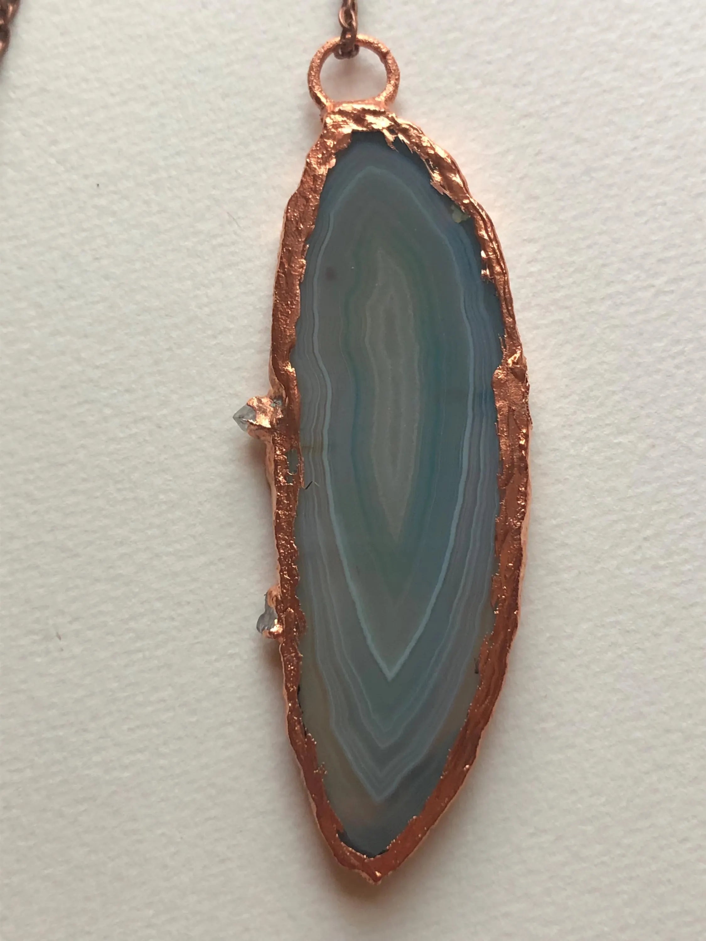 Copper Electroformed Agate Slice Necklace