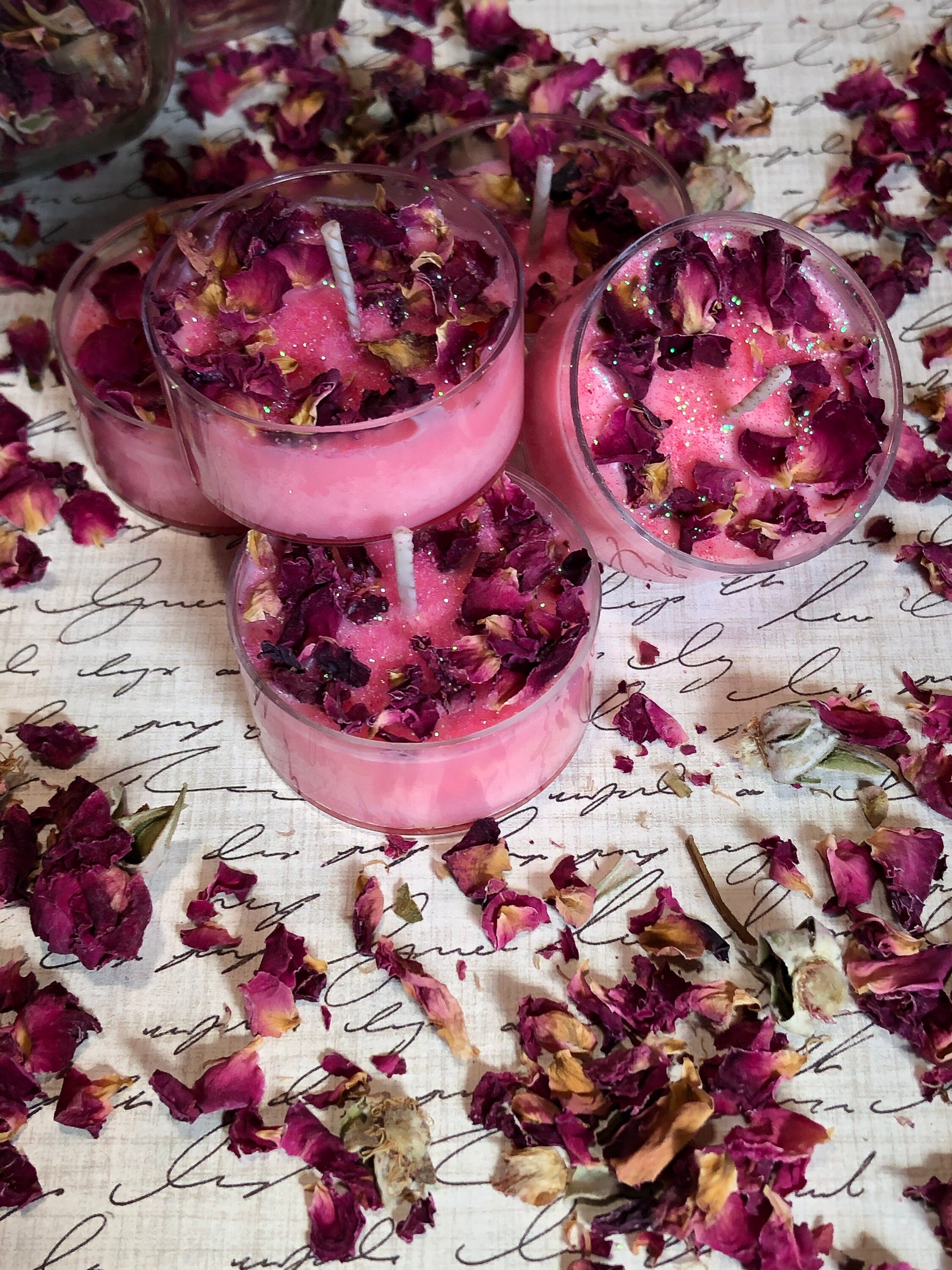 Red Rose Botanical Soy Tea Lights