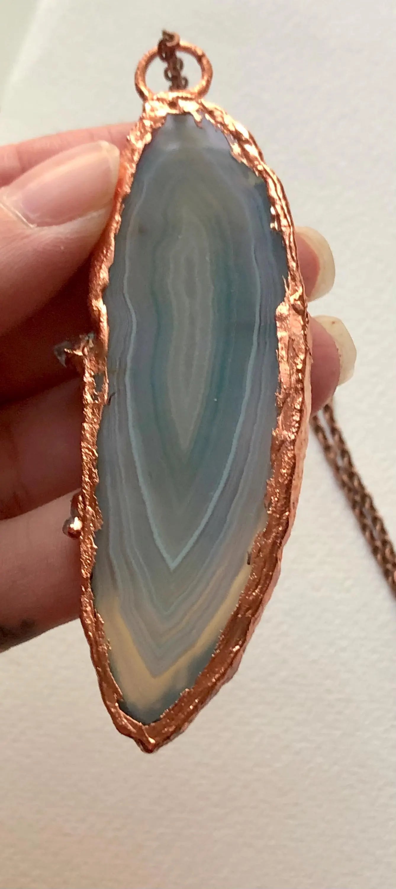 Copper Electroformed Agate Slice Necklace