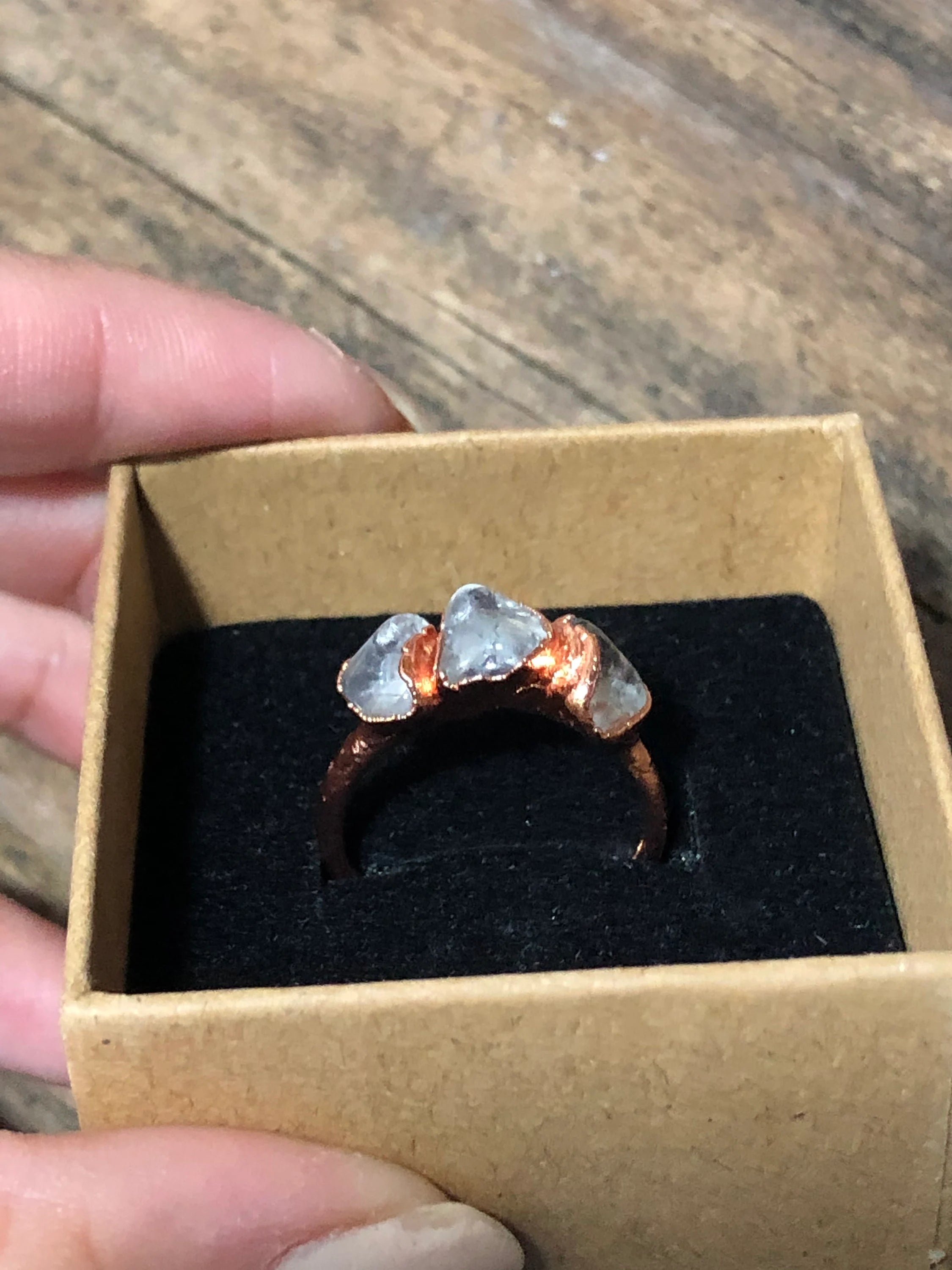 Smokey Quartz Copper Electroformed Ring Size 7.5