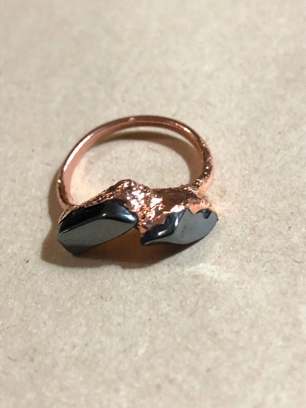 Hematite Copper Electroformed Ring - Made to order