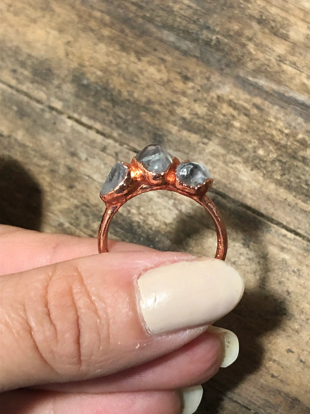 Smokey Quartz Copper Electroformed Ring Size 7.5