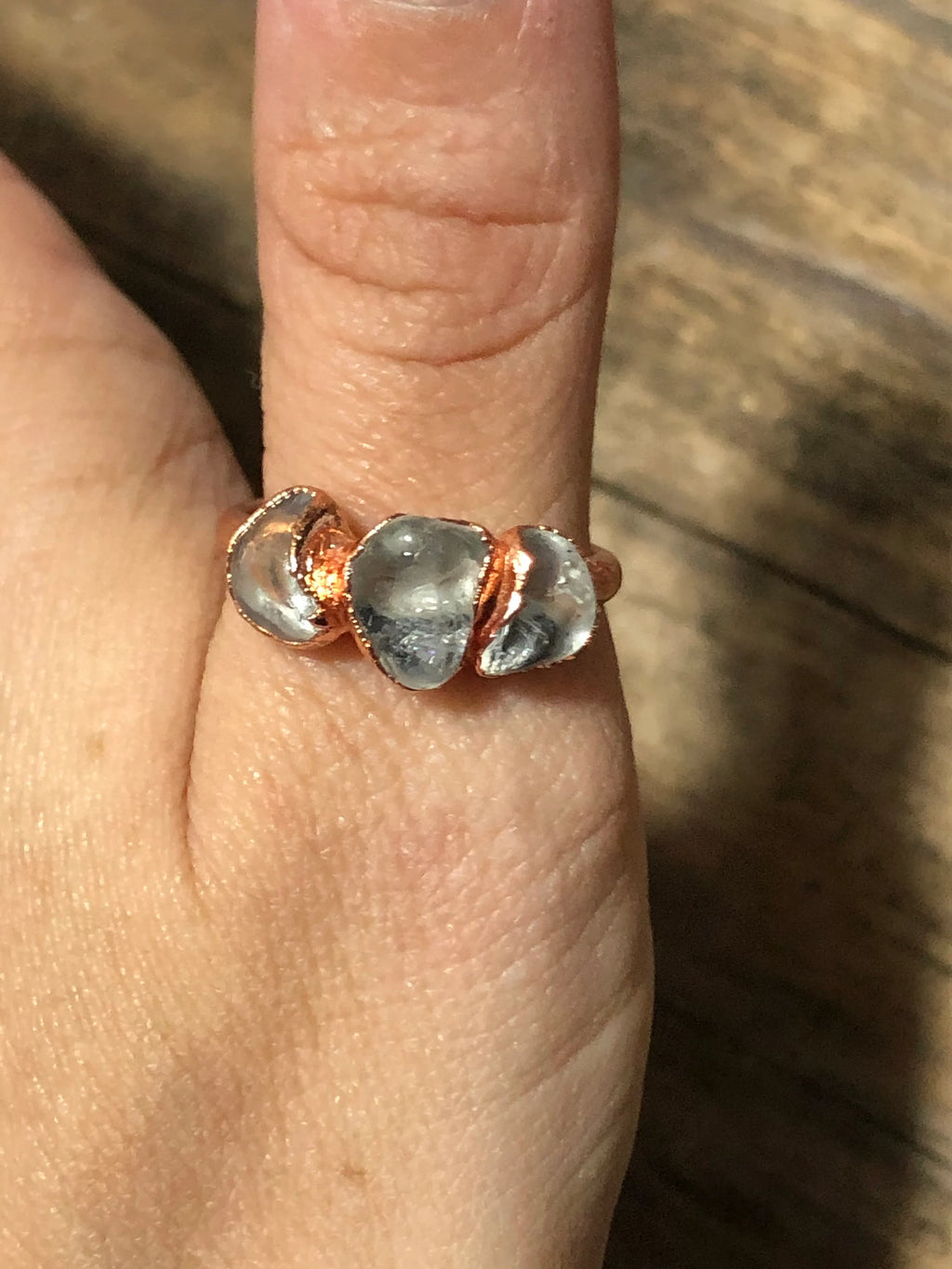 Smokey Quartz Copper Electroformed Ring Size 7.5
