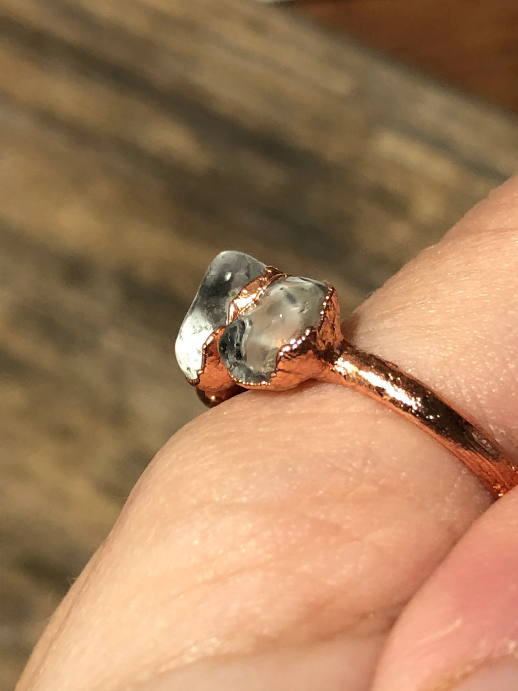Smokey Quartz Copper Electroformed Ring Size 7.5