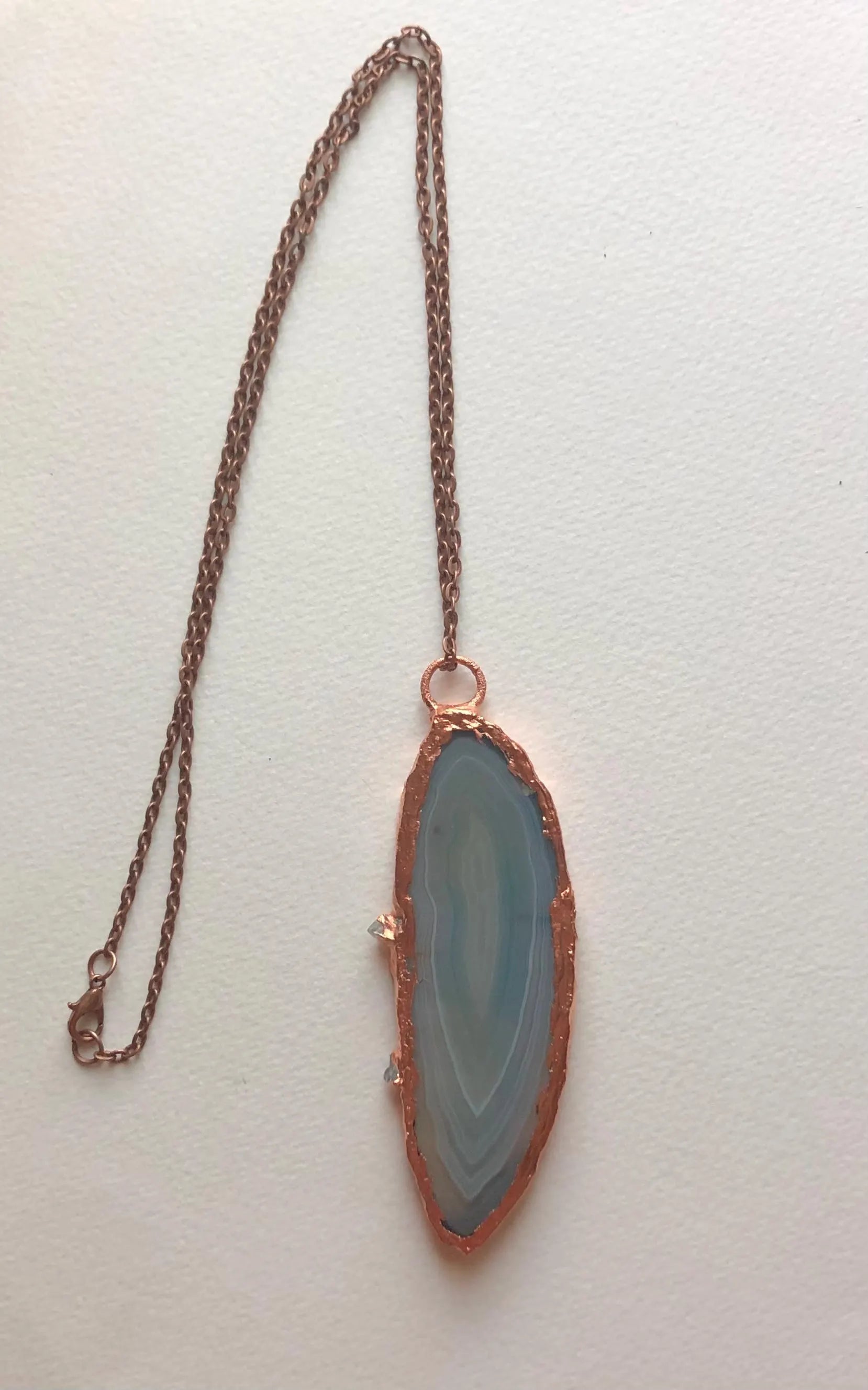 Copper Electroformed Agate Slice Necklace