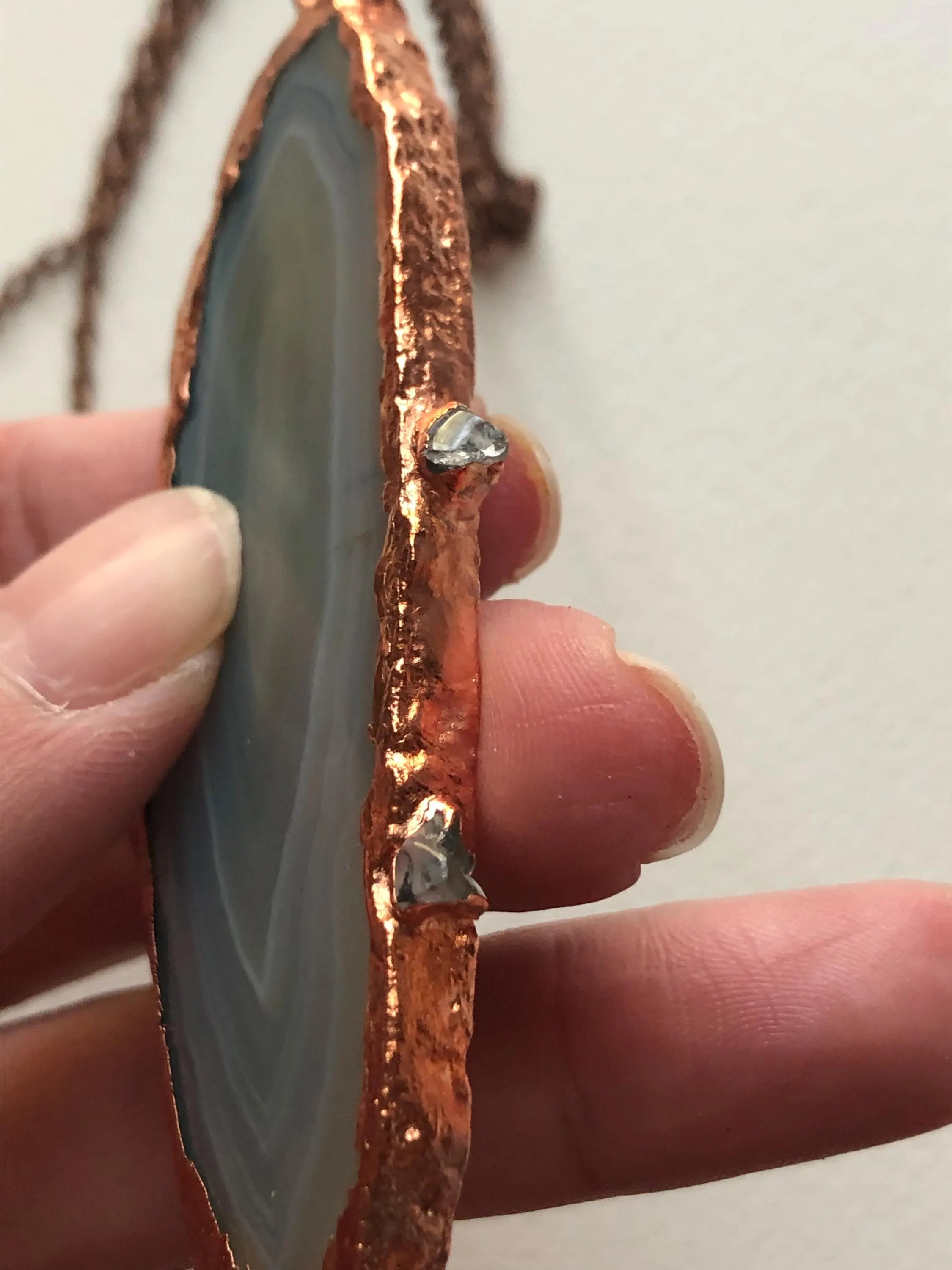 Copper Electroformed Agate Slice Necklace