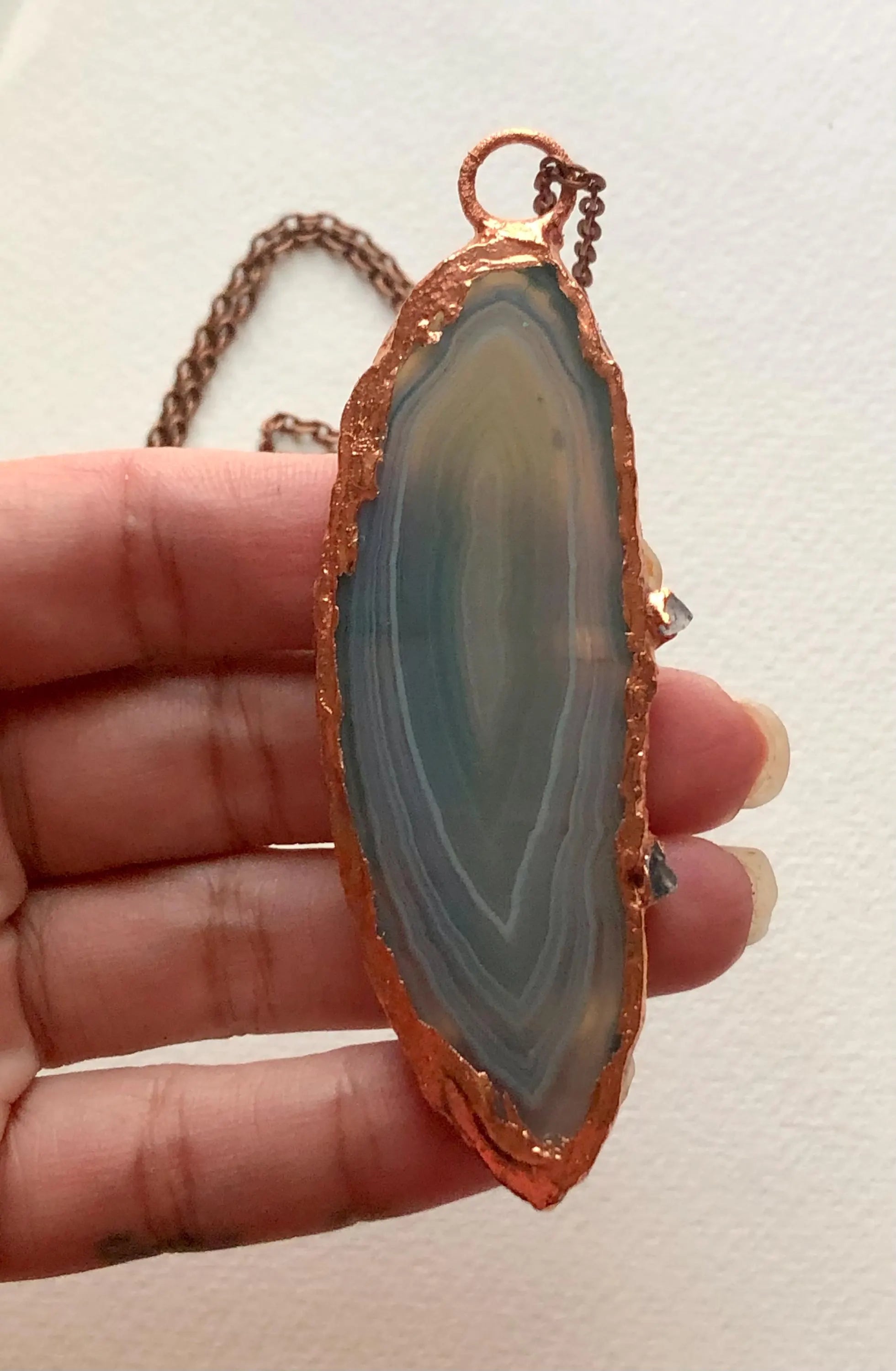 Copper Electroformed Agate Slice Necklace