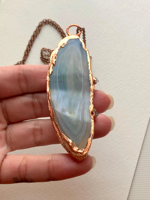 Copper Electroformed Agate Slice Necklace
