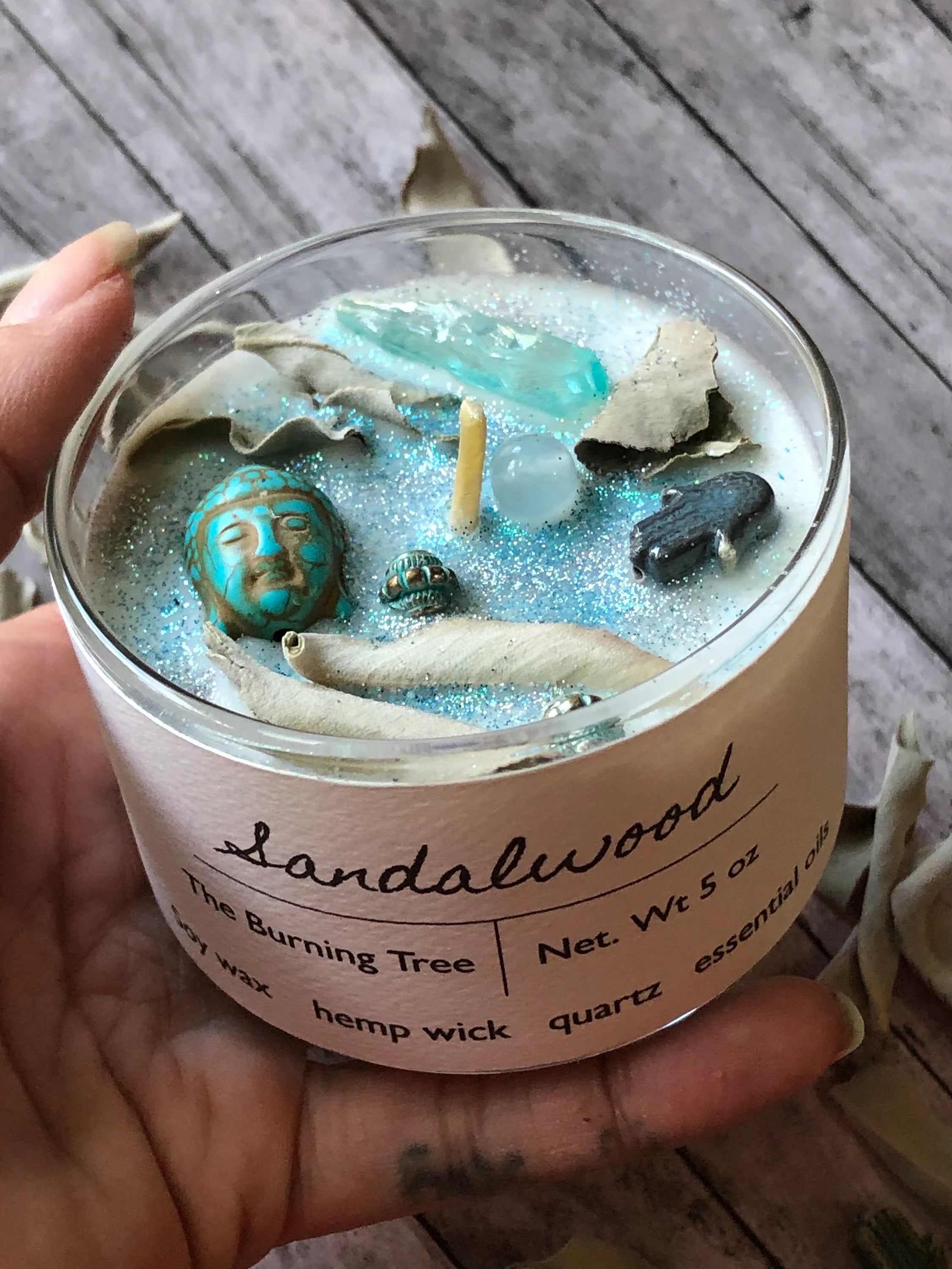 Sandalwood Crystal Candle - 5 oz