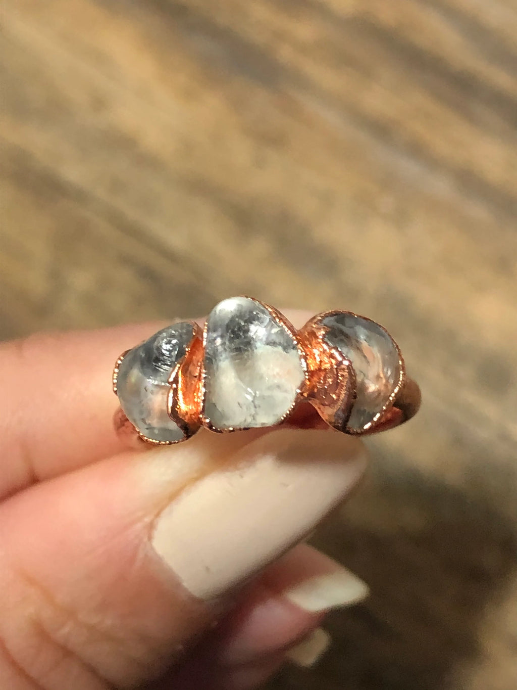 Smokey Quartz Copper Electroformed Ring Size 7.5